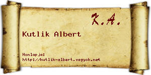 Kutlik Albert névjegykártya